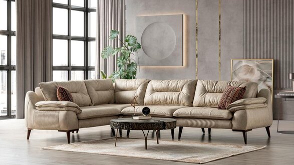 Stilvolle Ecksofagarnitur Eckcouch Sitzgruppe Wohnlandschaft Sitzlandschaft