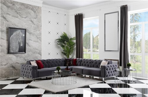 Chesterfield Eckgarnitur Eckcouch Sofa Couch Polster Ecksofa Möbel