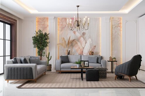 Luxus Sofagarnitur 3+2+1 Moderne Couch Sofa Polster Design Lounge Möbel