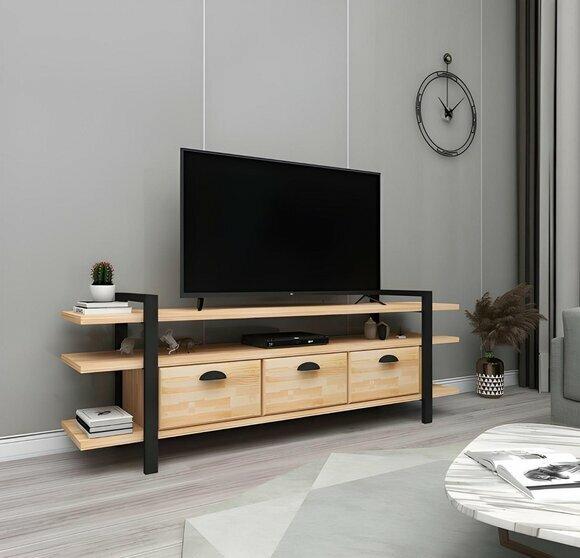 Beiger TV-Ständer Stilvolles RTV Luxuriöser Wohnzimmer Holz Lowboard