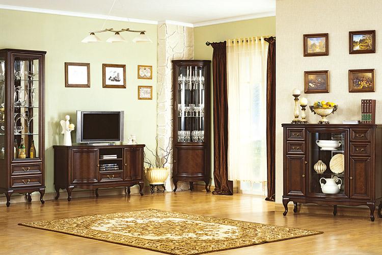 Klassische 4 Sets für Wohnzimmer Vitrine Schrank TV-Vitrinen Chippendale