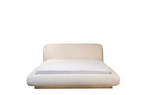 Modernes Weißes Polsterbett Textilbett Doppelbett Luxus Schlafzimmermöbel