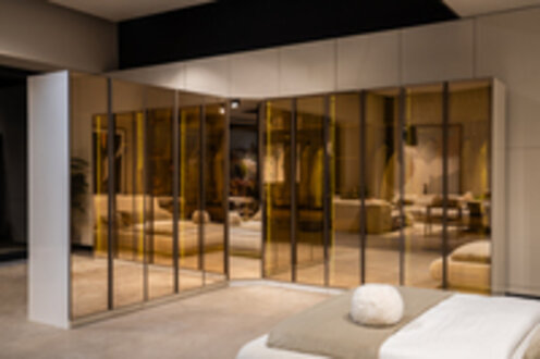 Designer Weißer Kleiderschrank L-Form Schrank Luxuriöser Glasschrank