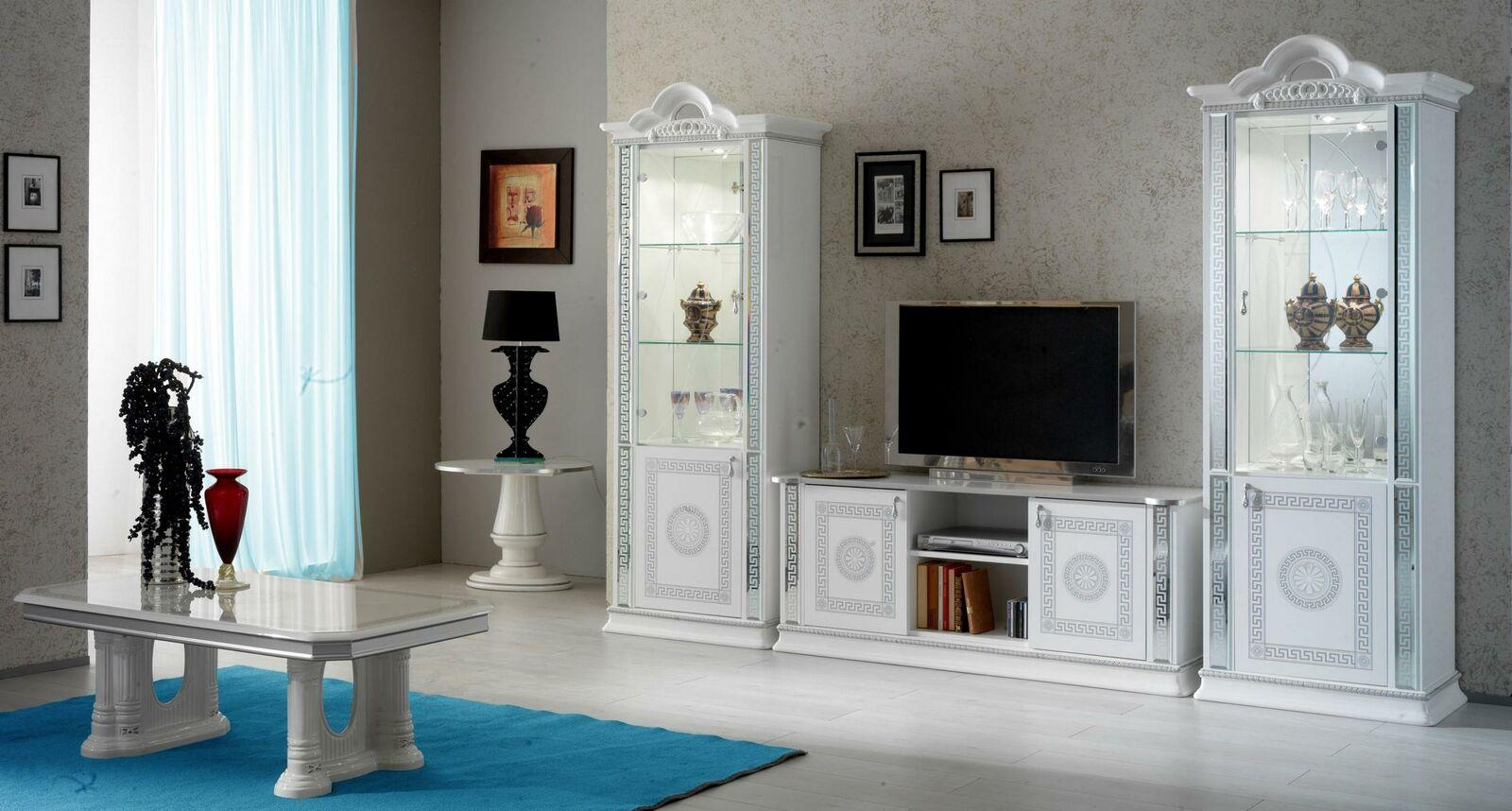 Wohnzimmerset Wohnwand Vitrine Kommode Tisch RTV Vitrinen Komplett
