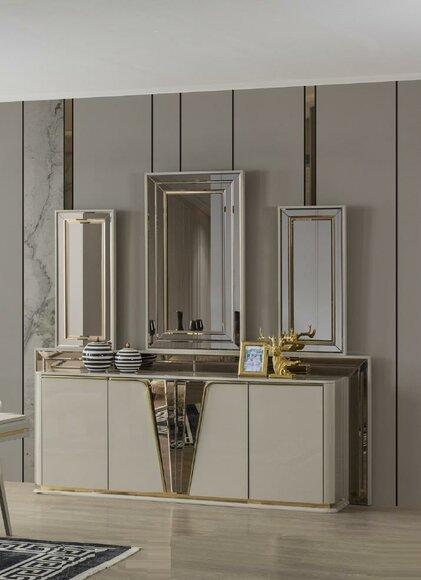 Sideboard Kommode Wohnzimmer Holz Modern Beige Luxus Schränke Design