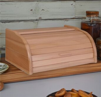 Buche Brotkasten 40 cm Brotbox Rollokasten Brot Rollklappe Echtes Holz Schatulle Sofort