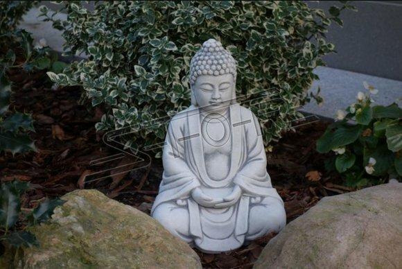 Buddha Skulptur in Steinoptik. Große Skulptur für Garten und Wohnbereich
