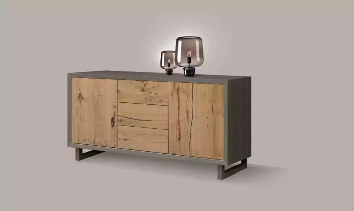 Braun-Graues Sideboard Luxus Anrichte Buffet Schrank 3 Schubladen Stil