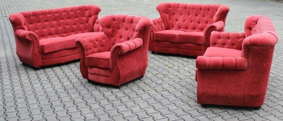 Chesterfield Sofa Couch Polster 3Sitz Textil Stoff Garnitur Sofort