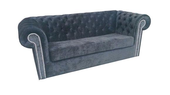 Chesterfield Samt Textil Stoff Sofa Couch Polster 3 Sitz Klassische