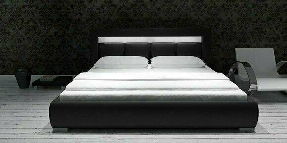 Designer Polsterbett Bett Doppelbett Lederbett Betten mit Beleuchtung Lagerware Moon 180x200cm