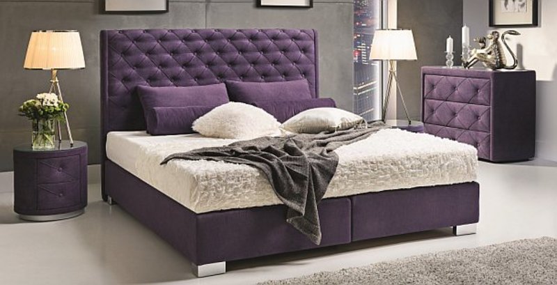 Continental Boxspring Bett Betten Polster Hoch Doppel Leder Textil Bett Neu