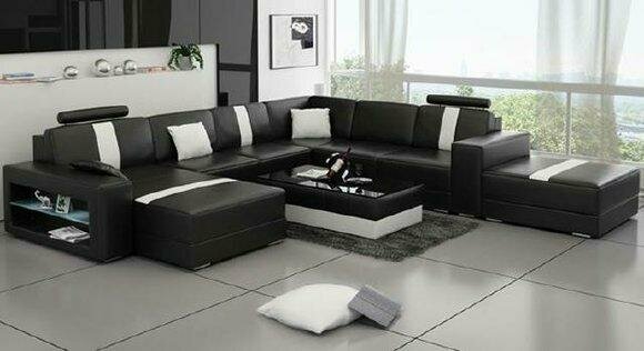 Wohnlandschaft Polster Ecke Eck Sofa Couch Garnitur Landschaft Leder