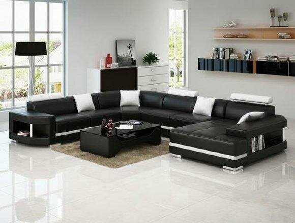 Wohnlandschaft Polster Ecke Eck Sofa Couch Garnitur Landschaft Leder