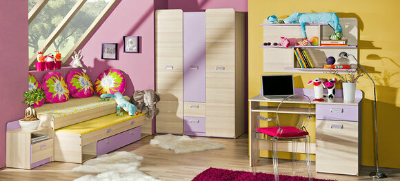 Komplett Jugendzimmer 6tlg. Kinderzimmer Bett Schreibtisch Schrank Schreibtisch №5