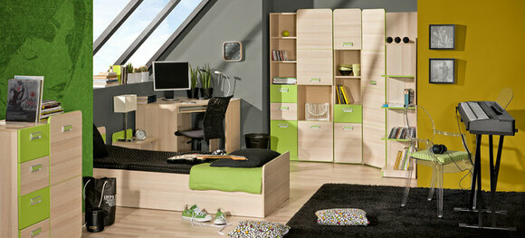Komplett Jugendzimmer 8tlg. Kinderzimmer Bett Schreibtisch Schrank Schreibtisch
