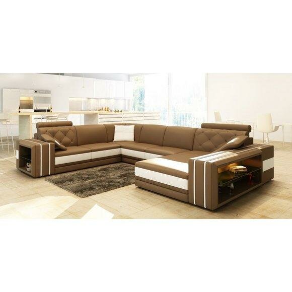 Wohnlandschaft Designer Sofa Couch Big Polster Leder Sofas Eck Ecke