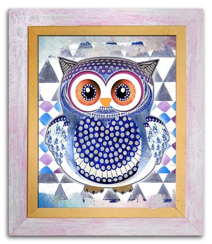 Kinderzimmer Bild Bilder für Kids Eule Bunt Farbenfroh Kunstdruck Abstrakt 95013