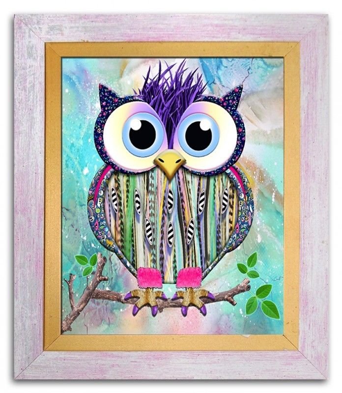 Kinderzimmer Bild Bilder für Kids Eule Bunt Farbenfroh Kunstdruck Abstrakt 95011