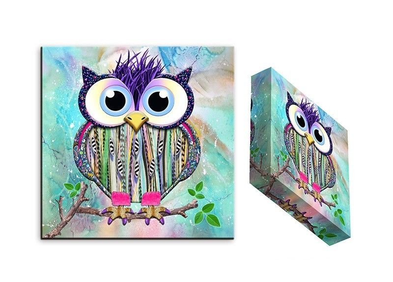Kinderzimmer Bild Bilder für Kids Eule Farbenfroh Kunstdruck Abstrakt G94514