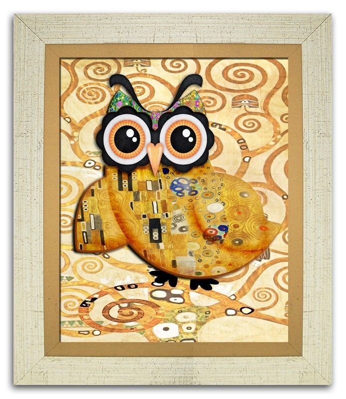 Kinderzimmer Bild Bilder für Kids Eule Bunt Farbenfroh Kunstdruck Abstrakt 95014