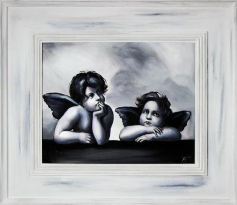 Engel Ölbild Bild Bilder Gemälde Ölbilder Handarbeit Mit Rahmen 66X76CM - G16371