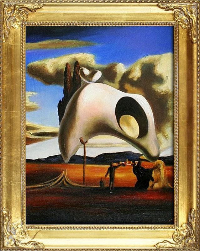 SALVADOR DALI "ATAVISTISCHE RUINEN GEMÄLDE ÖLBILD BILD MIT RAHMEN