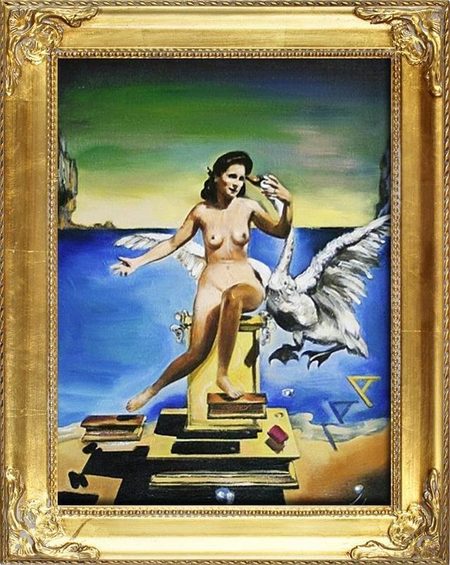 SALVADOR DALI"ATOMIC LEDA"ÖLBILD BILD BILDER GEMÄLDE ÖLGEMÄLDE MIT RAHMEN