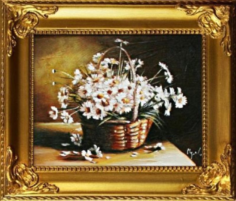Blumenstrauß Blumen Vase Gemälde Ölgemälde Bilder Bild Ölbild Mit Rahmen