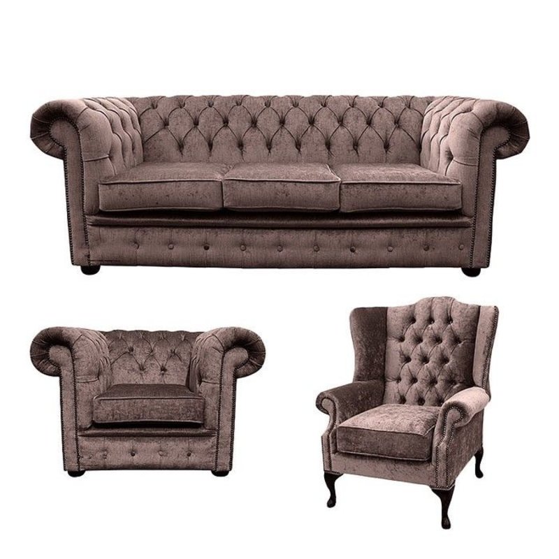 Chesterfield Design Luxus Polster Sofa Couch Sitz Garnitur Leder Textil Neu #415