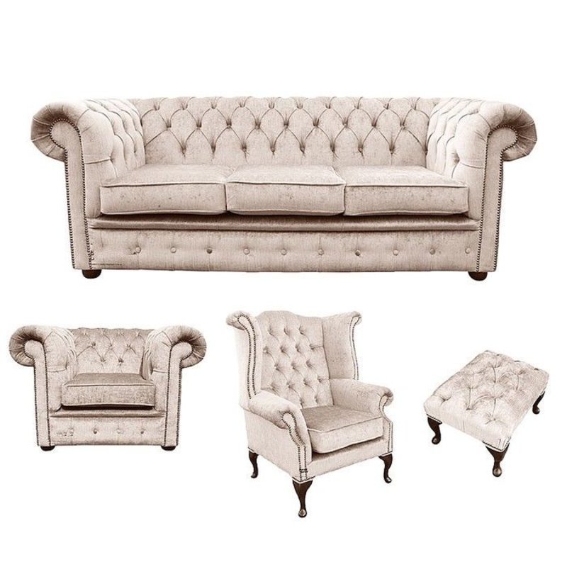 Sofagarnitur Chesterfield Polster Couch Sofa Leder Sitz Garnitur Ohrensessel