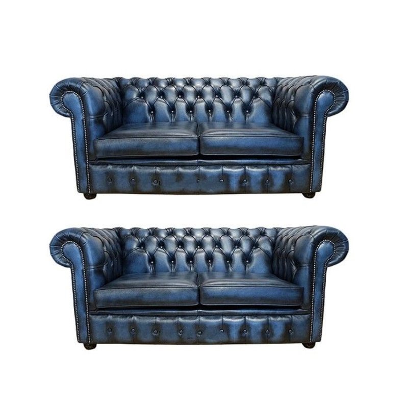 Chesterfield Design Luxus Polster Sofa Couch Sitz Garnitur Leder Textil