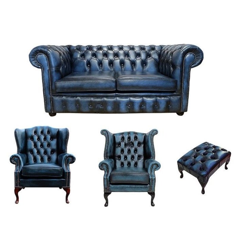 Chesterfield Design Luxus Polster Sofa Couch Sitz Garnitur Leder Textil