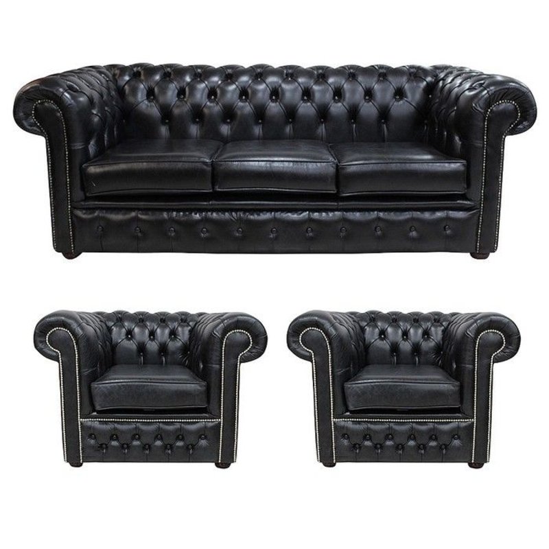 Chesterfield Leder Design Luxus Sofagarnitur Couch Sofa Polster 3+1+1