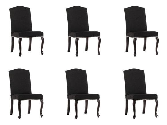 6x Chesterfield Design Polster Stuhl Garnitur Stühle Textil Sitz Komplett Set