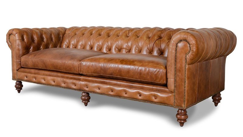 Chesterfield Couch Polster Sofas Klassische Leder Textil Sofa 3 Sitzer