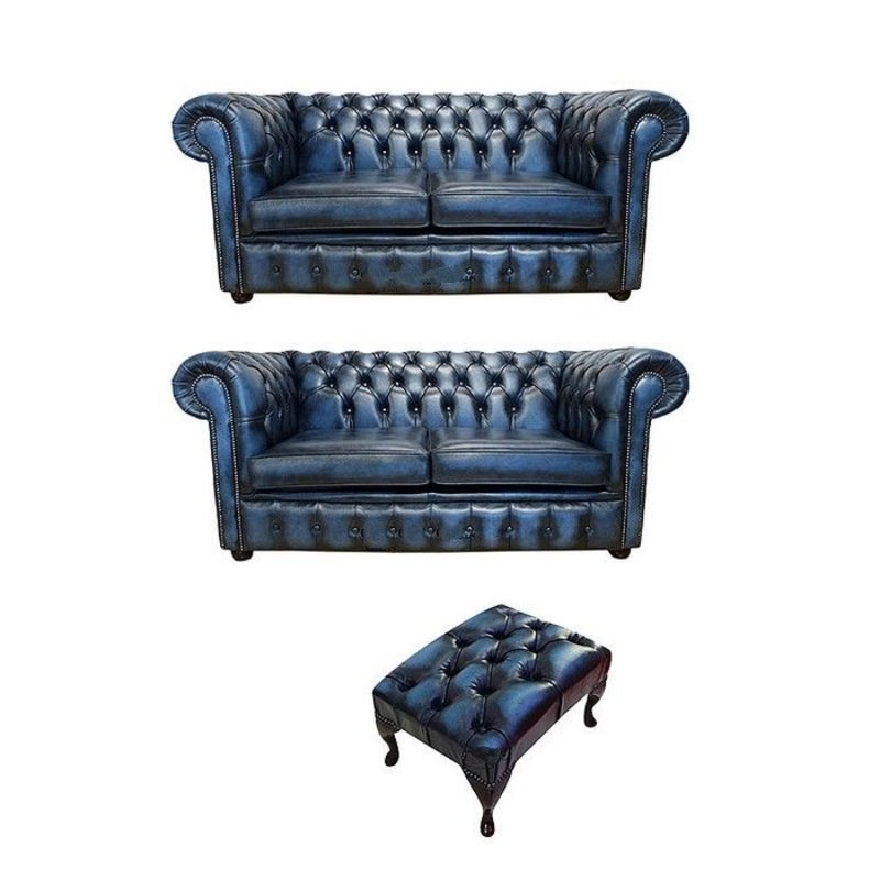 Chesterfield Design Luxus Polster Sofa Couch Sitz Garnitur Leder Textil