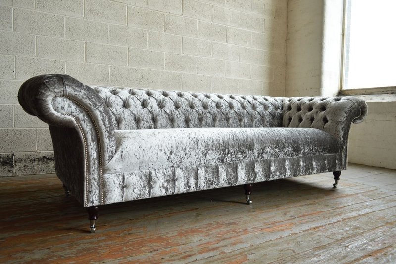 Chesterfield Textil Sofa Couch Polster XXL Big 4 Sitzer Design Sitz Couchen 320