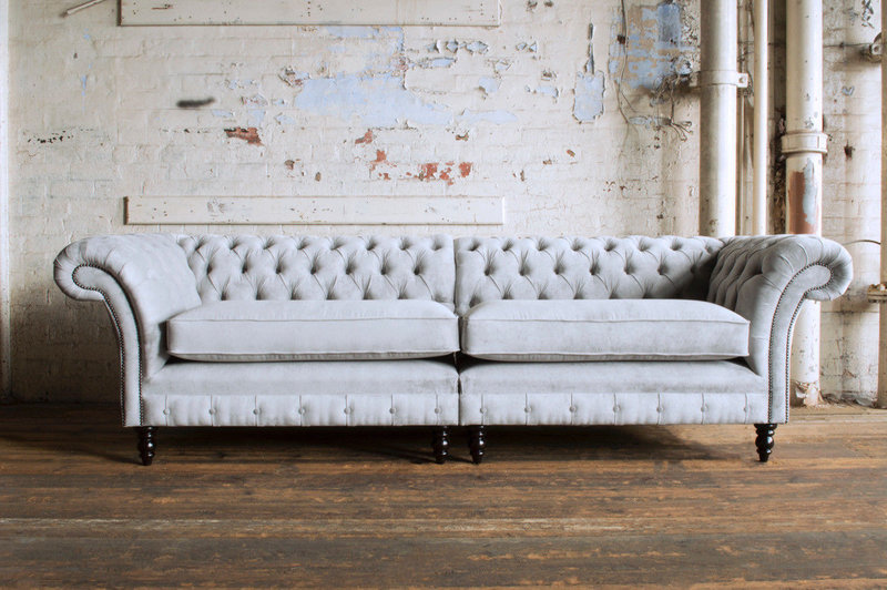 XXL Big Sofa Couch Chesterfield 240cm Polster Sofas 4 Sitzer Leder
