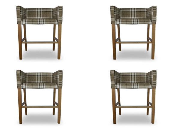 4x Barhocker Eck Stuhl Sessel Stühle Hocker Tresen Stuhl Polster Set Caro