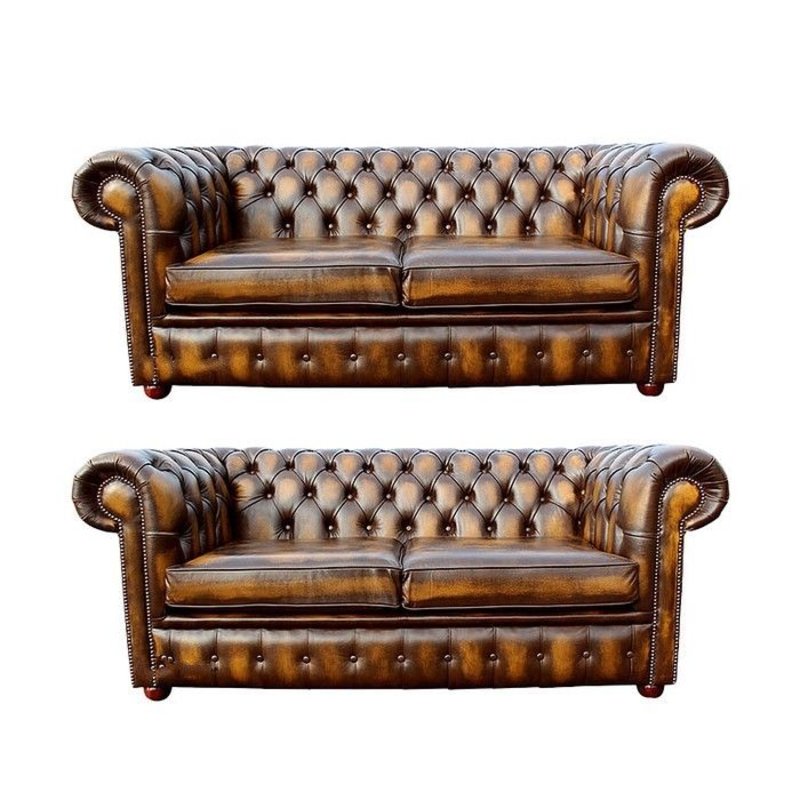 Chesterfield Design Luxus Polster Sofa Couch Sitz Garnitur Leder Textil