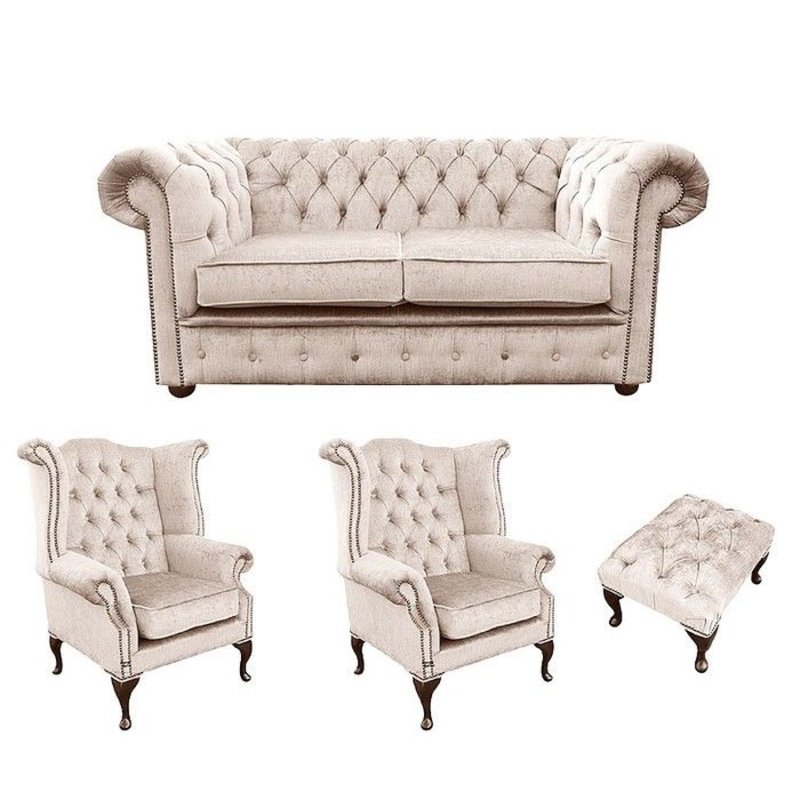 Chesterfield Design Luxus Polster Sofa Couch Sitz Garnitur Leder Textil