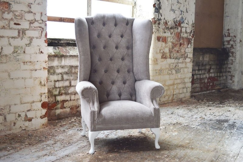 Ohrensessel Sessel Fernseh Design Polster Sofa Couch Chesterfield Textil