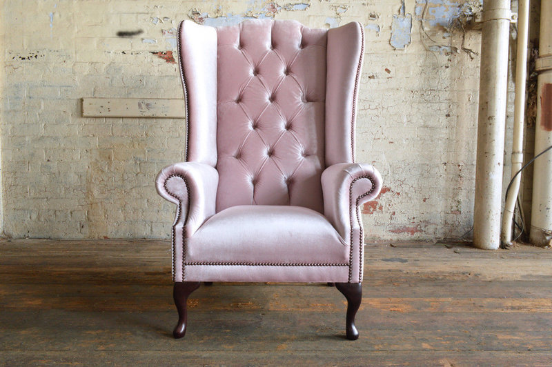 Ohrensessel Sessel Fernseh Design Polster Sofa Couch Chesterfield Textil