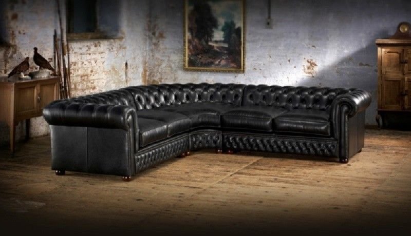 Chesterfield Ecksofa Sofa Couch Ledersofa Polster Eck Couch Garnitur
