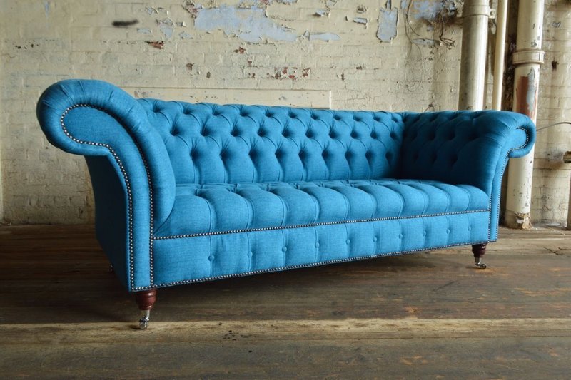 Chesterfield Design Luxus Polster Sofa Couch Sitz Garnitur Leder Textil