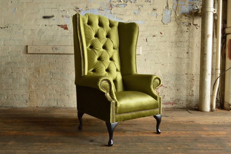 Ohrensessel Sessel Fernseh Design Polster Sofa Couch Chesterfield Textil