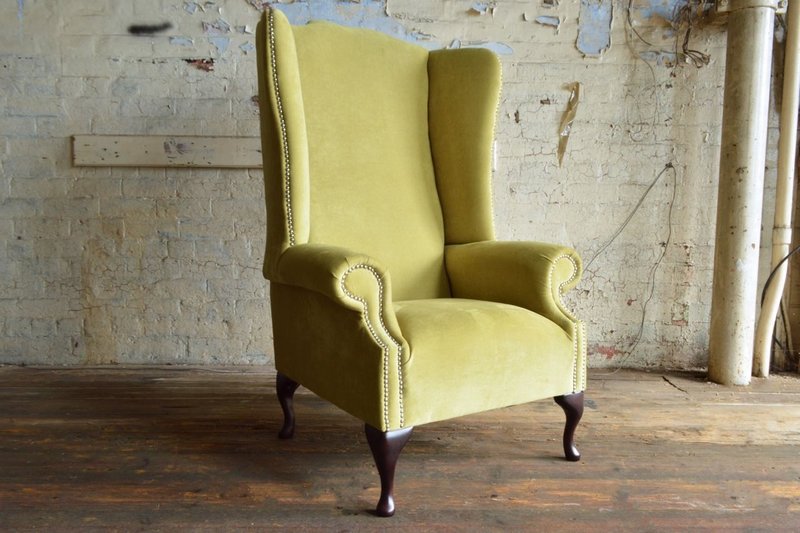 Ohrensessel Sessel Fernseh Design Polster Sofa Couch Chesterfield Textil