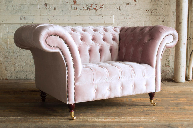 Chesterfield Design Polster Sessel Fernseh Couch 1 Sitzer Garnitur Textil