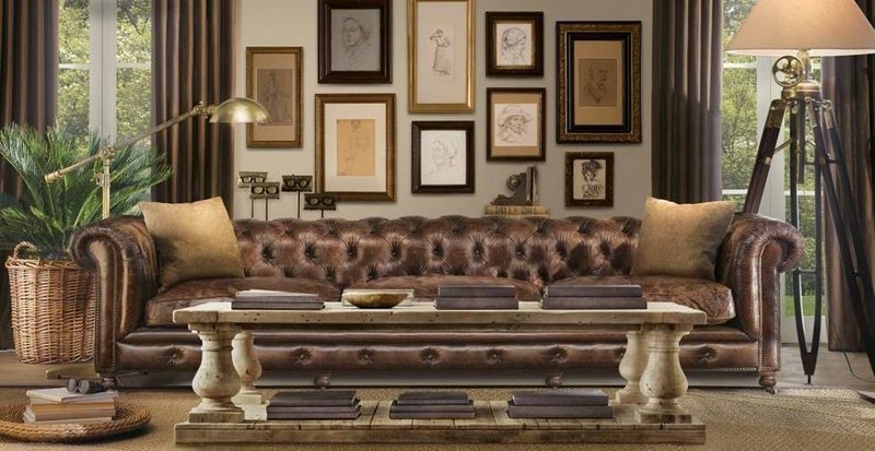 XXL Big Couch Dubai Vintage Leder Chesterfield Sofa Couch Sitz